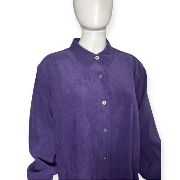 Vintage Classic Elements Shirt Womens XL Purple Faux Suede Relaxed Western Boho - Picture 4 of 8